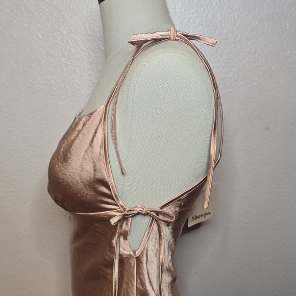 Elegant Satin Slip Dress - Rose Gold - Picture 3 of 8
